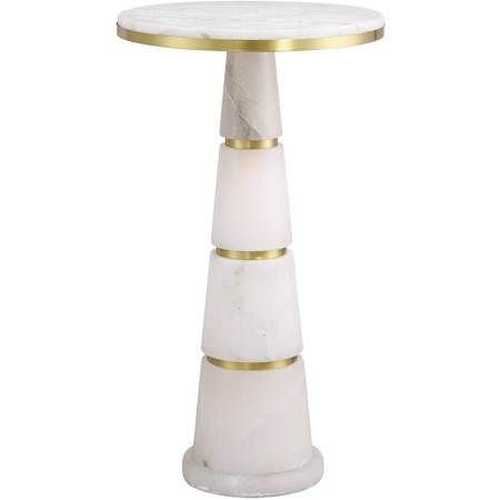 Currey and Company Eleanora 12" Wide Alabaster and Brass Table Natural / Natural Brass