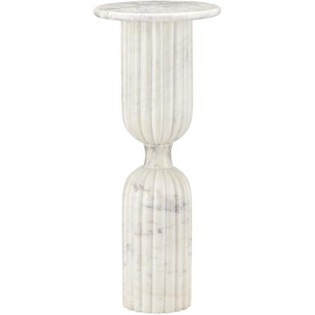 Currey and Company Passementerie 11" Wide Marble Table Natural White