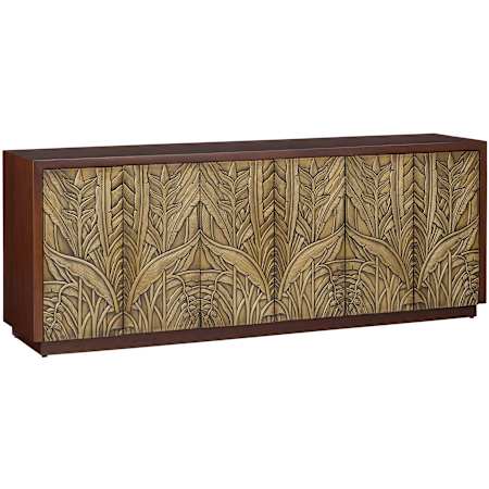 Currey and Company Jardin 84" Wide Credenza Walnut / Antique Brass
