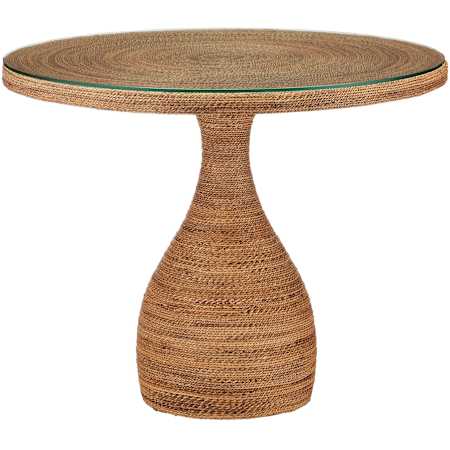 Currey and Company Dominica 38" Wide Abaca, Glass, and Mahogany Table Natural / Clear