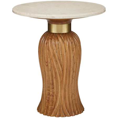 Currey and Company Tassel 20" Wide Wood Table Morel Brown / Natural / Brushed Brass