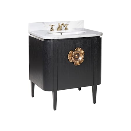 Currey and Company Briallen 30" Free Standing Single Basin Vanity Set with Cabinet and Marble Vanity Top Caviar Black / Natural