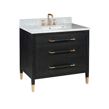 Currey and Company Verona 36" Free Standing Single Basin Vanity Set with Cabinet and Marble Vanity Top Black / Natural / White / Champagne