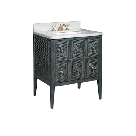 Currey and Company Santos 28" Free Standing Single Basin Vanity Set with Cabinet and Marble Vanity Top Vintage Navy / Natural