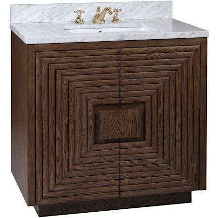 Currey and Company Morombe 36" Free Standing Single Basin Vanity Set with Cabinet and Marble Vanity Top Cocoa / White