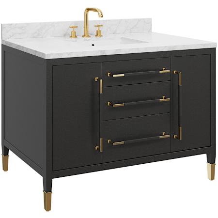 Currey and Company Verona 48" Free Standing Single Basin Vanity Set with Cabinet and Marble Vanity Top Black / Natural / White / Champagne