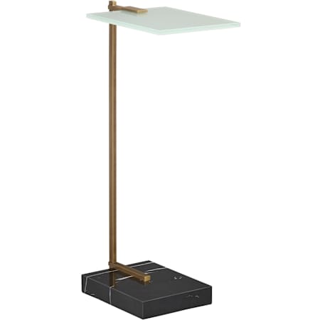 Currey and Company Neil 8" Wide Marble and Tempered Glass Accent Table Antique Brass / Black