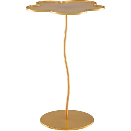Currey and Company Fleur 15-1/4" Diameter Iron Large Accent Table with Felt Bottom Gold Leaf
