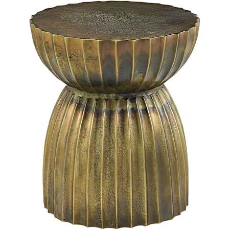 Currey and Company Rasi 16" Wide Aluminum Accent Stool Antique Brass