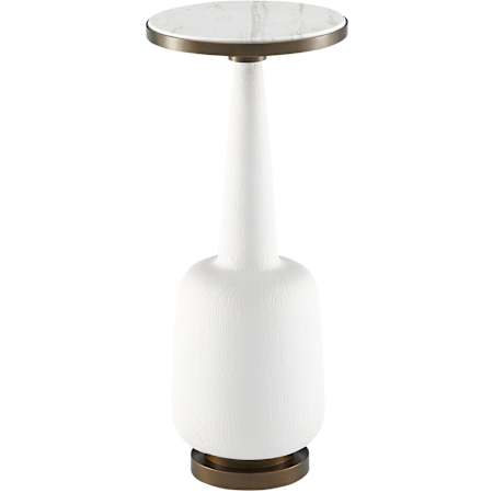 Currey and Company Greta 10-1/4" Long Marble Top Composite and Metal Pub Table White Gesso / Antique Brass
