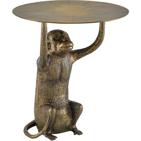 Currey and Company Abu 20" Diameter Aluminum Pedestal Table Antique Gold