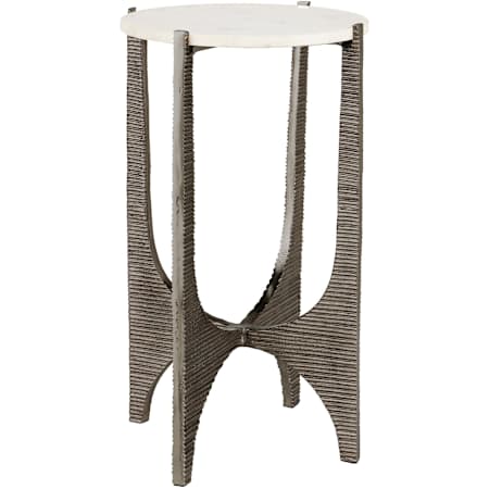 Currey and Company 13.25" Wide Accent Table Antique Nickel / White