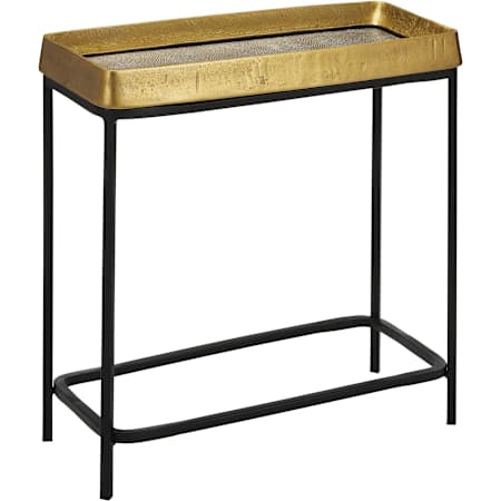 Currey and Company Tanay 24" Wide End Table Antique Brass / Graphite / Black