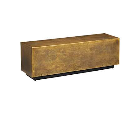 Currey and Company 48" Wide Aluminum Framed Bench Antique Brass