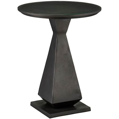Currey and Company Janil 20" Diameter Glass Top, Aluminum Accent Table Graphite / Clear