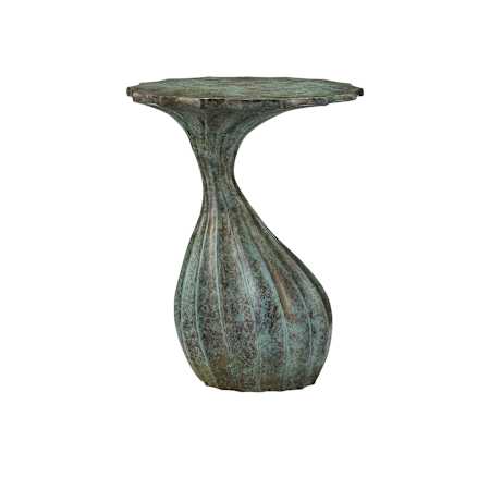 Currey and Company 16" Cast Aluminum Accent Table Verdigris