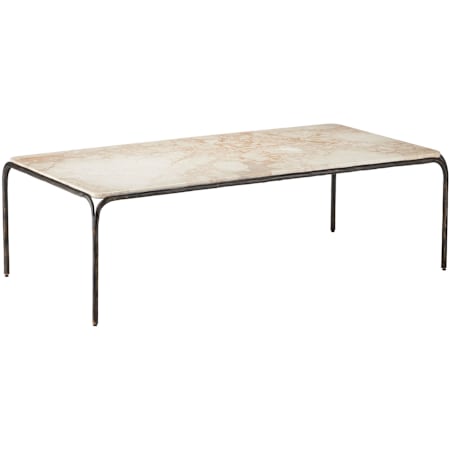 Currey and Company Crema 54" Wide Iron and Marble Table Natural / Bronze