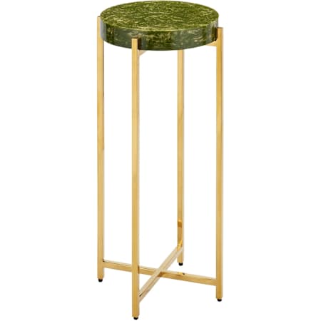 Currey and Company Rina 11" Wide Composite and Stainless Steel Table Green / Brass