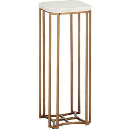 Currey and Company Ocho 9" Wide Iron, Marble, and Stone Table White / Antique Brass