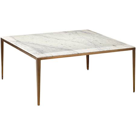 Currey and Company Oblique 36" Wide Engineered Wood, Iron, and Marble Table Natural / Antique Brass