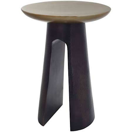 Currey and Company 15" Wide Aluminum Table Black Nickel / Antique Brass