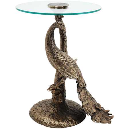 Currey and Company 20" Wide Aluminum and Glass Table Antique Gold / Clear