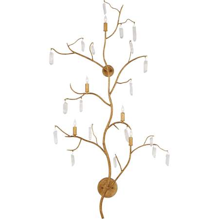 Currey and Company Forest 5 Light 56" Tall Wall Sconce Washed Lucerne Gold