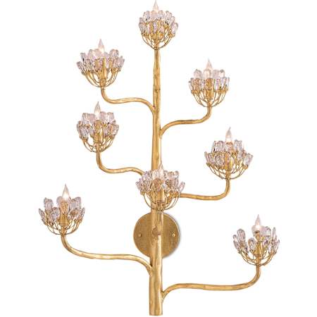 Currey and Company Agave Americana 8 Light 32" Tall Wall Sconce Dark Contemporary Gold Leaf