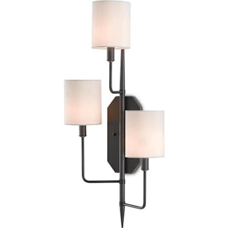 Currey and Company Knowsley 3 Light 30" Tall Wall Sconce with Shantung Shade Oil Rubbed Bronze
