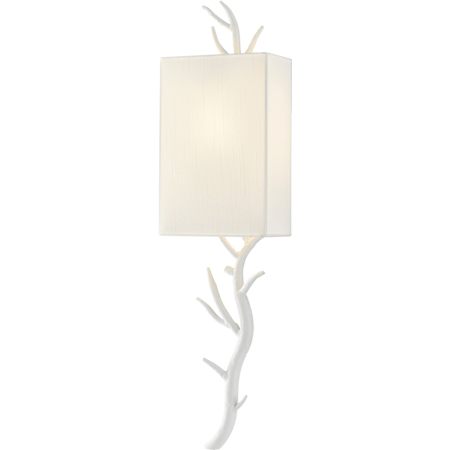 Currey and Company Baneberry 31" Tall LED Wall Sconce with Fabric Shade Gesso White