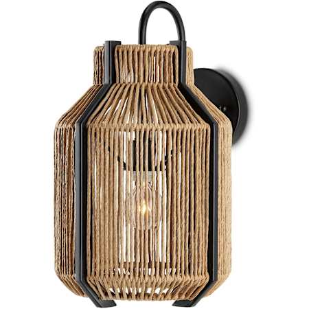 Currey and Company Mali 14" Tall Wall Sconce Natural / Satin Black