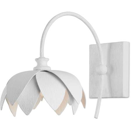 Currey and Company Sweetheart 12" Tall Wall Sconce with Wrought Iron Floral Shade Gesso White