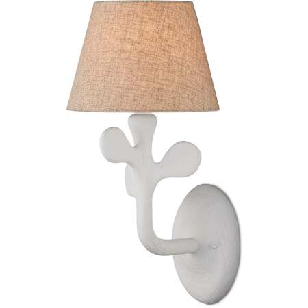 Currey and Company Charny 20" Tall Wall Sconce with Linen Shade Gesso White