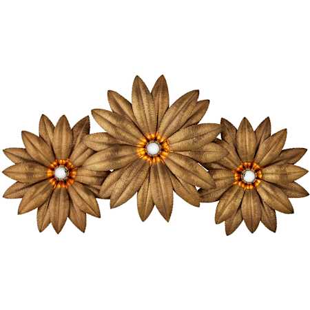 Currey and Company Alithea 3 Light 21" Tall Wall Sconce with Floral Shades Antique Brass