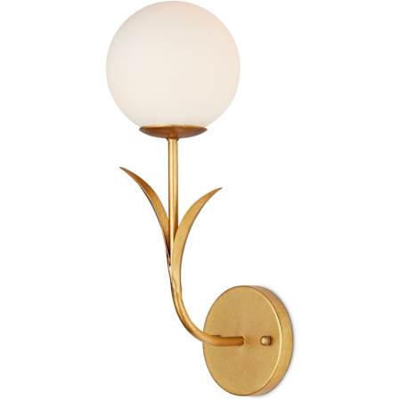 Currey and Company Rossville 15" Tall Wall Sconce with Frosted Glass Shade Contemporary Gold Leaf / Frosted White