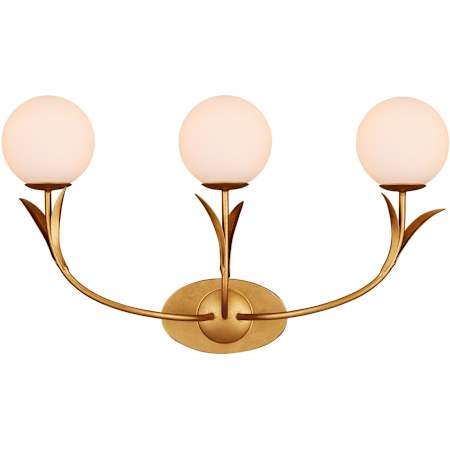 Currey and Company Rossville 3 Light 15" Tall Wall Sconce with Frosted Glass Shades Contemporary Gold Leaf / Sugar White / Frosted White