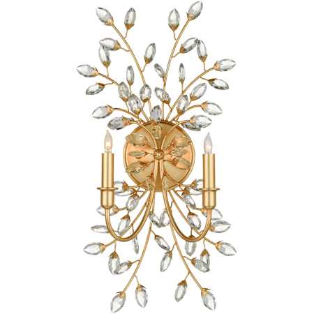 Currey and Company Forget-Me-Not 2 Light 26" Tall Wall Sconce Clear / Chinois Gold Leaf