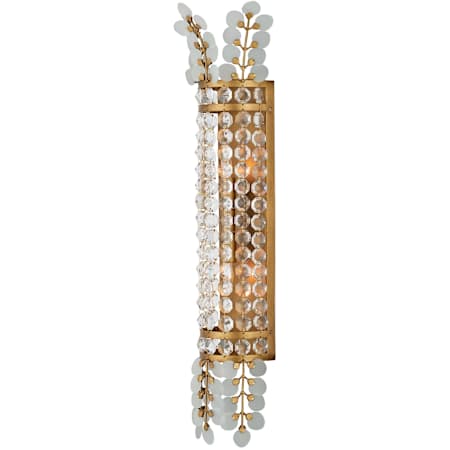 Currey and Company Bradshaw 2 Light 30" Tall Wall Sconce Frosted / Clear / Brass
