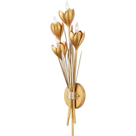 Currey and Company Hortensia 4 Light 24" Tall Wall Sconce Contemporary Gold Leaf / Contemporary Silver Leaf