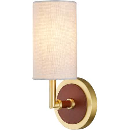 Currey and Company Ellerston 12" Tall Wall Sconce Saddle Brown / Brushed Brass