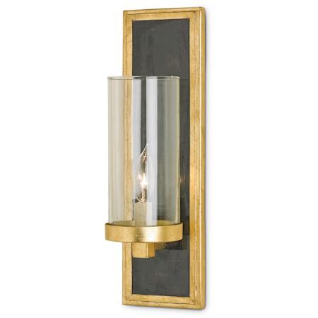 Currey and Company Charade 17" Tall Wall Sconce Contemporary Gold Leaf / Black Penshell Crackle