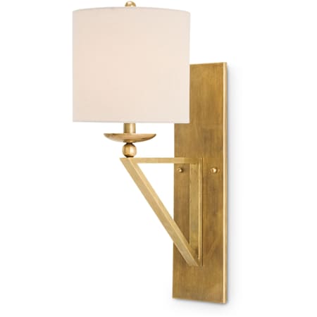 Currey and Company Anthology 1 Light Wall Sconce with Light Beige Shantung Shade Vintage Brass