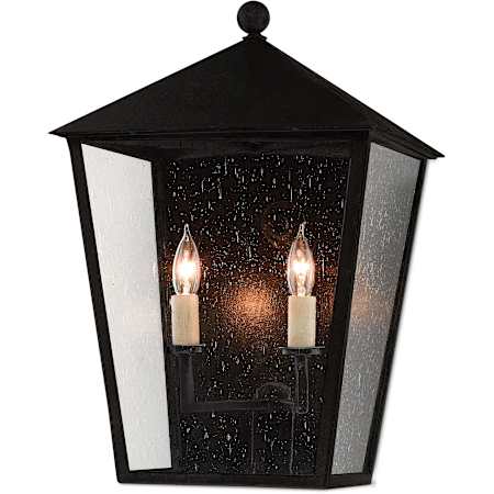 Currey and Company Bening 3 Light 17 3/4" Tall Outdoor Candle Style Wall Sconce Midnight