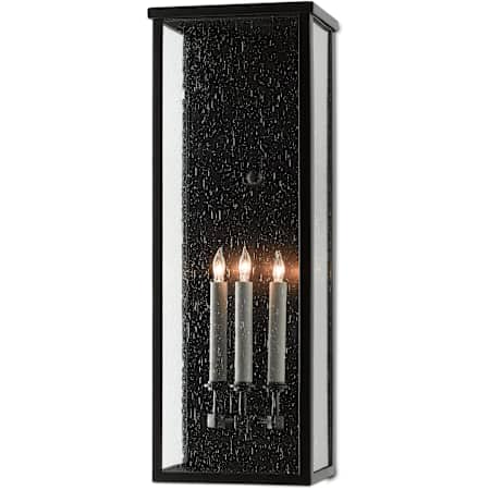 Currey and Company Tanzy 3 Light 28" Tall Outdoor Wall Sconce with Glass Shade Midnight