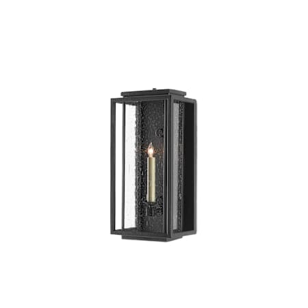 Currey and Company Wright 20" Tall LED Outdoor Wall Sconce Midnight Black / Clear Seeded