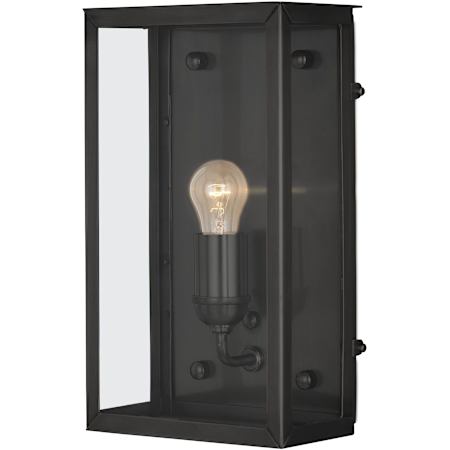 Currey and Company Royster 14" Tall Outdoor Wall Sconce Matte Black / Clear