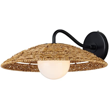 Currey and Company Barbary 8" Tall Wall Sconce Natural / Black / Frosted White