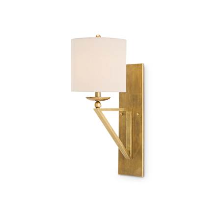 Currey and Company 17" Tall LED Wall Sconce Vintage Brass / Light Beige