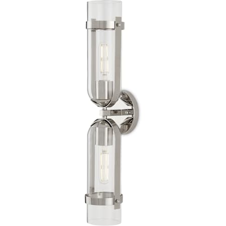 Currey and Company Bonardi 2 Light 23" Tall Wall Sconce Polished Nickel / Clear