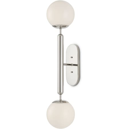 Currey and Company Barbican 2 Light 30" Tall Wall Sconce Polished Nickel / White